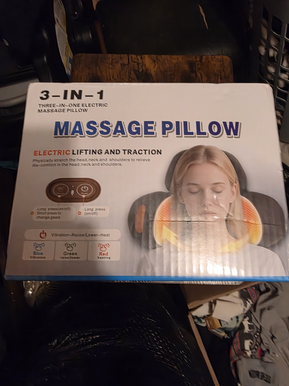 3-in-1 Electric Massage Pillow - Black and Orange